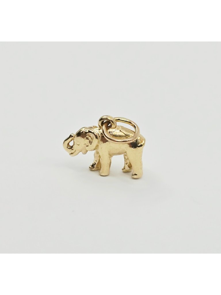 Unique 14k Karat Solid Yellow Gold Designer Lucky Animal Elephant Charm Pendant